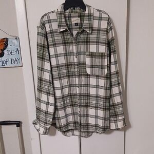 Universal Thread Olive and White Plaid Shirt